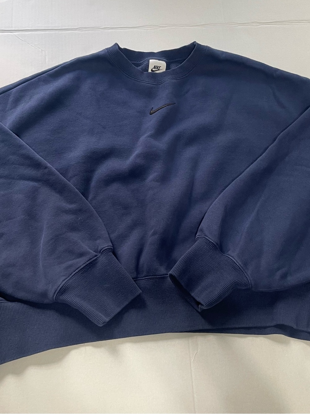 Nike Phoenix Fleece Oversized Center Swoosh Crewneck Sweatshirt Navy Blue L